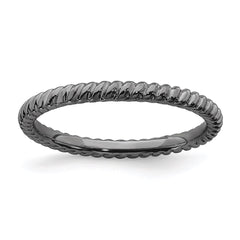 Sterling Silver Stackable Expressions Black-plated Twisted Ring | QSK197
