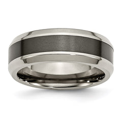 Titanium Base w/Brushed Black Ceramic Center Beveled 8mm Band | TB384