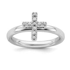 Sterling Silver Stackable Expressions Cross Diamond Ring | QSK334