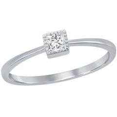 Classic Women's Sterling Silver Square CZ Ring - W-2752