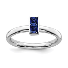 Sterling Silver Stackable Expressions Created Sapphire Ring | QSK2120