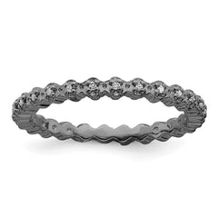Sterling Silver Stackable Expressions Diamond Black-plated Ring | QSK348