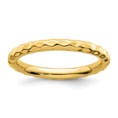 Sterling Silver Stackable Expressions Gold-plated Hammered Ring | QSK222