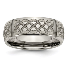 Titanium 8mm Laser Design Polished Band | TB2F