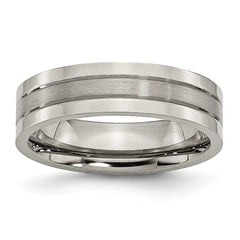 Titanium Grooved 6mm Brushed and Polished Band | TB188