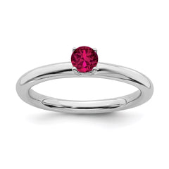 Sterling Silver Stackable Expressions Rhodium Cr. Ruby Ring | QSK1905