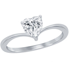 Classic Women's 3-Prong Heart CZ Engagement Ring - W-2790