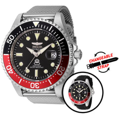 Invicta Men's Watch - Pro Diver Red, Black Bezel Silver Tone Mesh Bracelet | 45805