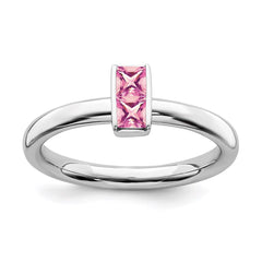 Sterling Silver Stackable Expressions Pink Tourmaline Ring | QSK2121