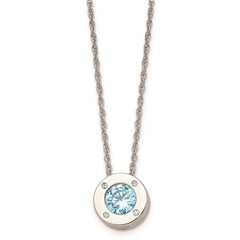 Stainless Steel Polished CZ December Birthstone Necklace