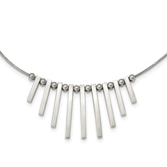 Stainless Steel Polished Bars and Beads 15.75in w/1in. Ext Necklace
