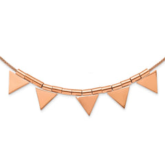 Stainless Steel Rose IP-Plated Triangle Charm w/2in. Ext. Necklace