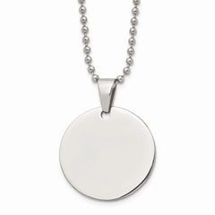 Stainless Steel Brushed & Polished Round 2.0mm Dog Tag Necklace