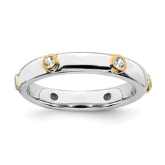 Sterling Silver Stackable Expressions Polished Diamond Ring | QSK643