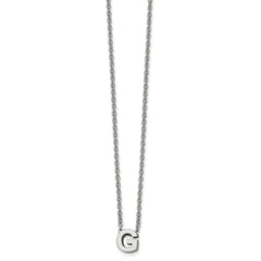 Stainless Steel Polished letter G w/ 2in ext. 18in Necklace