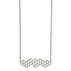 Stainless Steel Polished Honeycomb 17.75in with 1.25in ext. Necklace