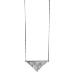 Stainless Steel Polished w/Preciosa Crystal 16in w/2in ext. Necklace