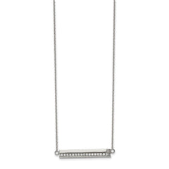 Stainless Steel Polished with CZ Bar 18in with 1in ext. Necklace