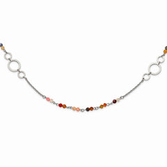 Stainless Steel Polished with Multi-colored Agate 35.5in Necklace