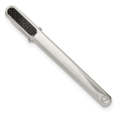 Stainless Steel Polished w/Black Carbon Fiber Diamond Accent Tie Bar