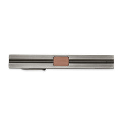 Stainless Steel Antiqued White Bronze Plated and Brown IP-plated Tie Bar