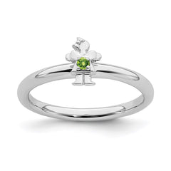 Sterling Silver Stackable Expressions Rhodium Peridot Girl Ring | QSK1930