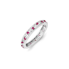 Sterling Silver Stackable Expressions Created Ruby Ring | QSK1233