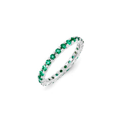 Sterling Silver Stackable Expressions Created Emerald Ring | QSK1210