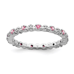 Sterling Silver Stackable Expressions Pink Tourm. & Diamond Ring | QSK541