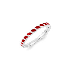 Sterling Silver Stackable Expressions Red Enameled Ring | QSK1376