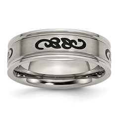 Titanium Black Rubber Ridged Edge 7mm Brushed Band | TB277