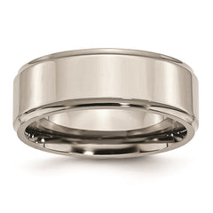 Titanium Ridged Edge 8mm Polished Band | TB36