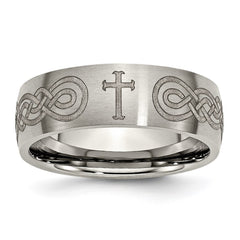 Titanium 8mm Laser Design Brushed Band | TB26P