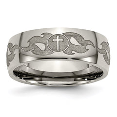 Titanium 8mm Laser Design Polished Band | TB2S