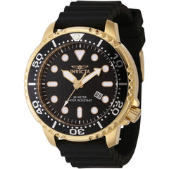 Invicta Men's Watch - Pro Diver Quartz Yellow Gold Case Black Silicone Strap | 44835