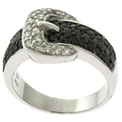 Classic Women's Two Tone CZ Buckle Design Ring - W-8775