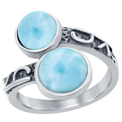 Women's Ring - Round Larimar Designed Bypass, Size 9 | W-2676-9