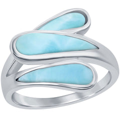 Women's Ring - Silver Triple Bypass Larimar, Size 9 | W-2684-9