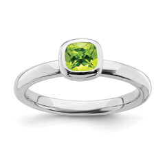 Sterling Silver Stackable Expressions Cushion Cut Peridot Ring | QSK453