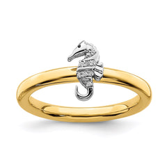 SS Gold-Tone Stackable Expressions Seahorse Diamond Ring | QSK2160