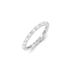 Sterling Silver Stackable Expressions Created Opal Ring | QSK1206