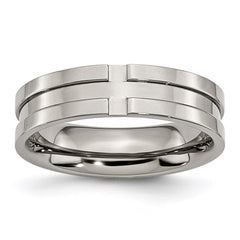 Titanium Grooved 6mm Polished Band | TB165