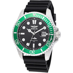 Invicta Men's Watch - Pro Diver Quartz Silver Tone Case Black Silicone Strap | 47166