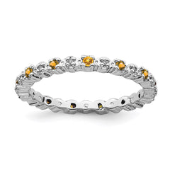Sterling Silver Stackable Expressions Citrine & Diamond Ring | QSK542
