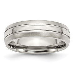 Stainless Steel Grooved 6mm Brushed and Polished Band | SR93