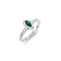 Sterling Silver Stackable Expressions Created Emerald Ring | QSK1125