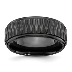 Black Zirconium Polished Grooved 8mm Band | ZCR102