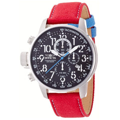 Invicta 12070 Men's I-Force Lefty Black Dial Red Fabric & Leather Strap Chronograph Watch