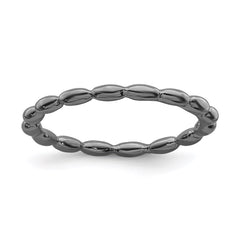 Sterling Silver Stackable Expressions Black-plated Rice Bead Ring | QSK173