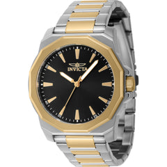 Invicta Men's Watch - Speedway Quartz Black Brass Dial Two Tone Steel Bracelet | 46834